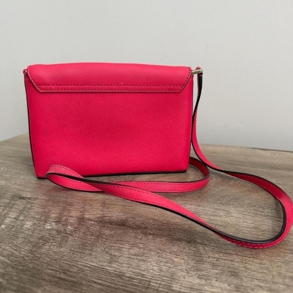Kate Spade Newbury Lane Pink Leather Crossbody Gold Logo Purse Shoulder Bag - Picture 5 of 11